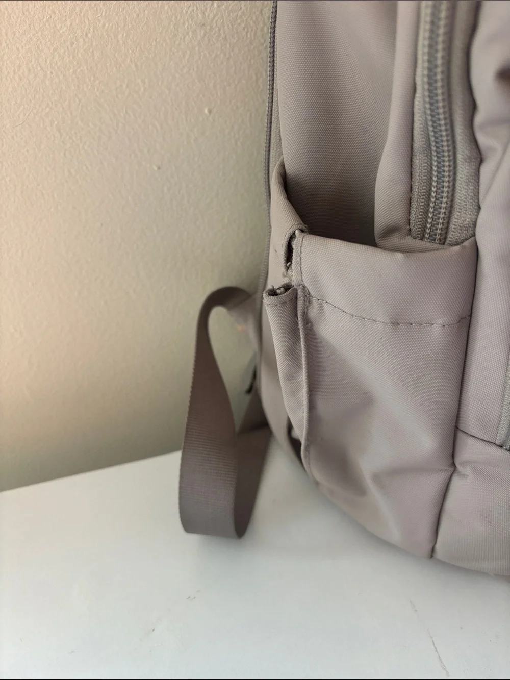 Neutral Gray Women's Backpack with Multiple Pockets